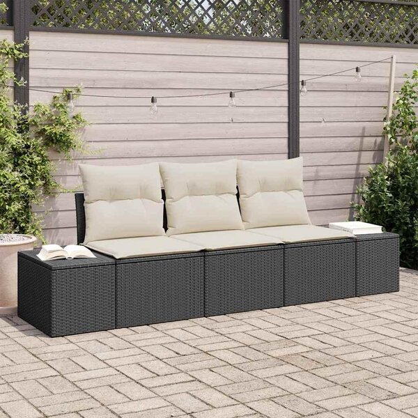 Maison Exclusive – Sedacia súprava, 3 kusy, čierna [syntetický materiál]: Polyratan