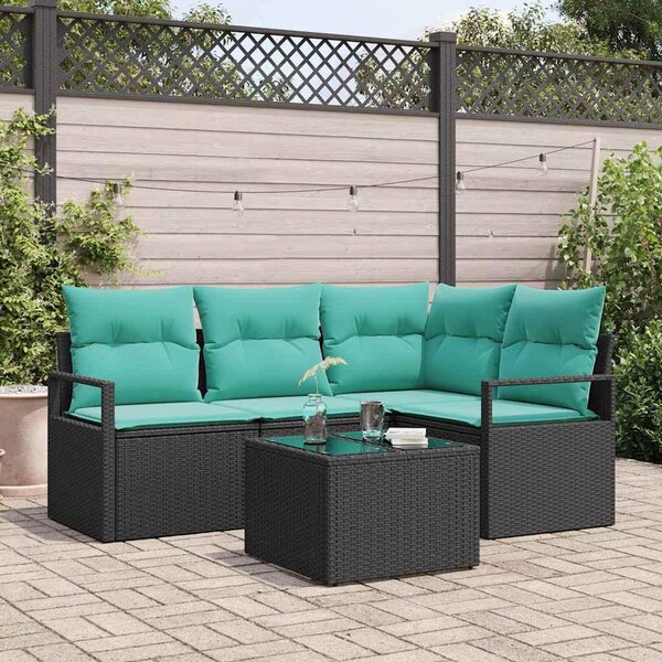 Maison Exclusive – Sedacia súprava, 5 kusov, čierna [syntetický materiál]: Polyratan
