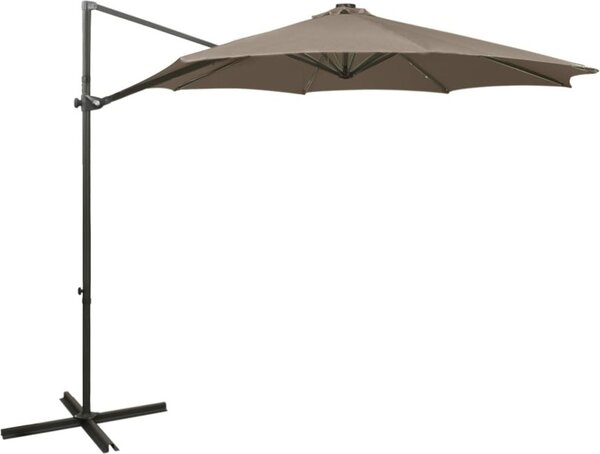 Maison Exclusive – závesný slnečník s LED osvetlením, 300 cm, farba taupe