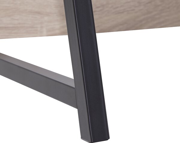 Písací stôl svetlé drevo biela čierna MDF oceľ 100 x 50 cm s úložným priestorom police zásuvka moderný industriálny štýl kancelária