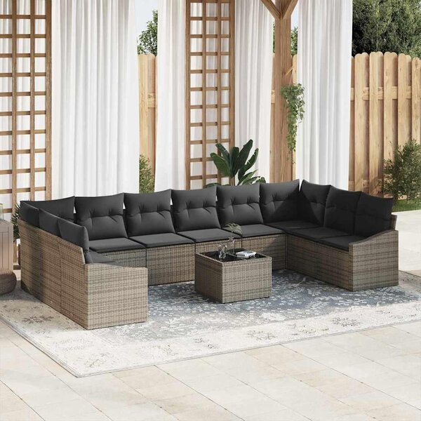 Maison Exclusive – Sedacia súprava, 11 kusov, sivá [syntetický materiál]: Polyratan
