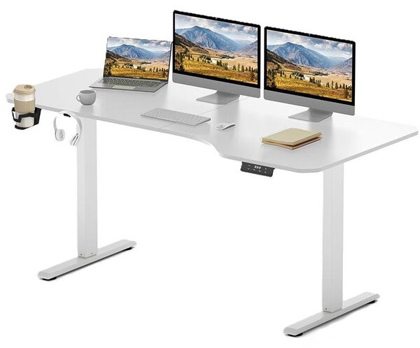 Výškovo nastaviteľný stôl QS1W-1675, rozmer 160 x 75 cm, biela farba