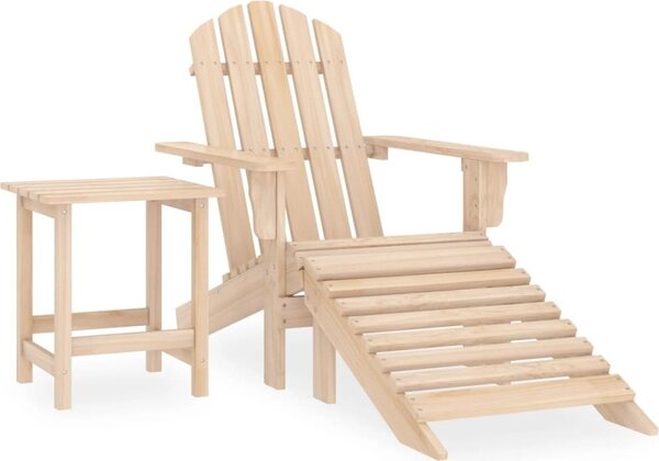 Maison Exclusive – Záhradná stolička Adirondack s podnožkou a stolíkom z masívneho smrekového dreva