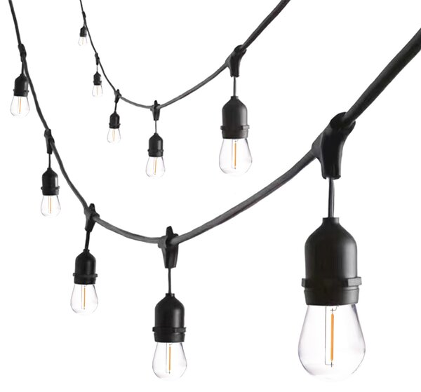 MasterLED LED svetelná reťaz 15 m IP44 Vonkajšie osvetlenie Pätica Záhradná párty Dekorácia Čierna Odolná voči poveternostným vplyvom