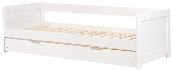 Rozkladacia posteľ biela borovicové drevo 90 x 200 cm s výsuvným lôžkom detská izba spálňa