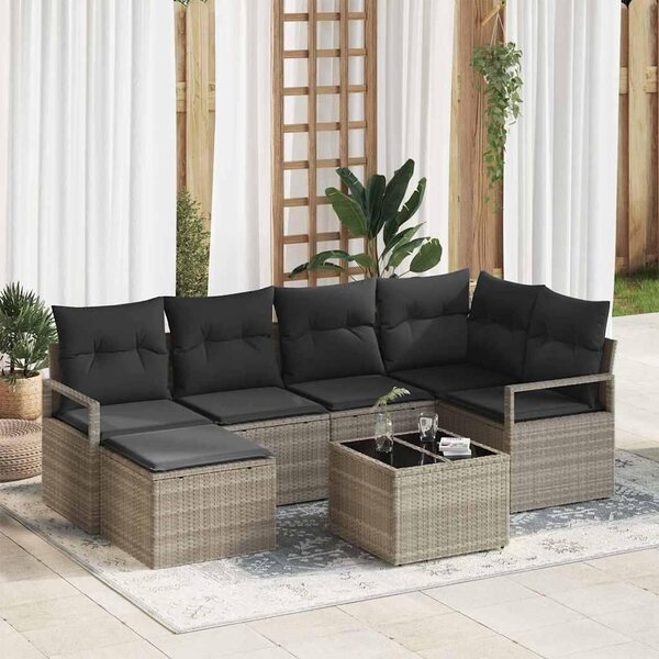 Maison Exclusive – Sedacia súprava, 7 kusov, tmavosivá [syntetický materiál]: Polyratan
