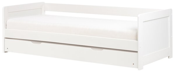 Rozkladacia posteľ biela borovicové drevo 90 x 200 cm s výsuvným lôžkom detská izba spálňa