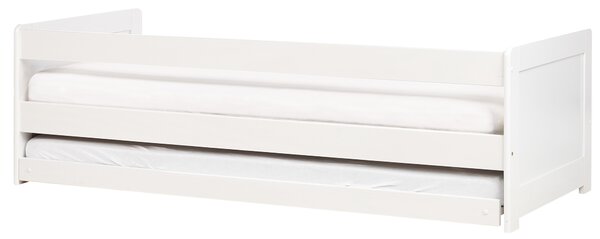 Rozkladacia posteľ biela borovicové drevo 90 x 200 cm s výsuvným lôžkom detská izba spálňa