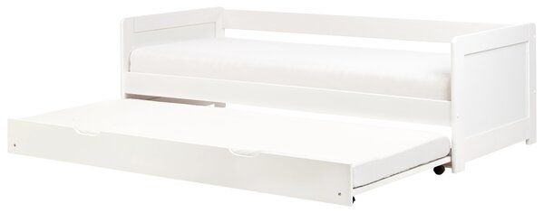 Rozkladacia posteľ biela borovicové drevo 90 x 200 cm s výsuvným lôžkom detská izba spálňa