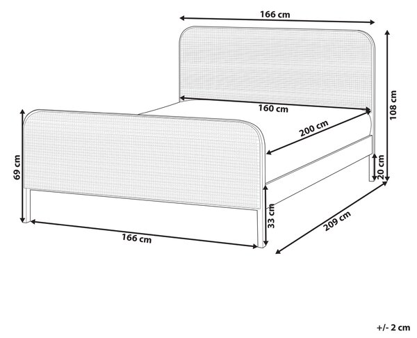 Posteľ čierna borovicové drevo 160 x 200 cm s čelom s viedenským výpletom lamelový rošt minimalistický rustikálny štýl spálňa