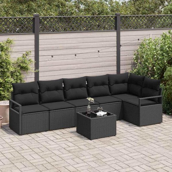 Maison Exclusive – Sedacia súprava, 7 kusov, čierna [syntetický materiál]: Polyratan
