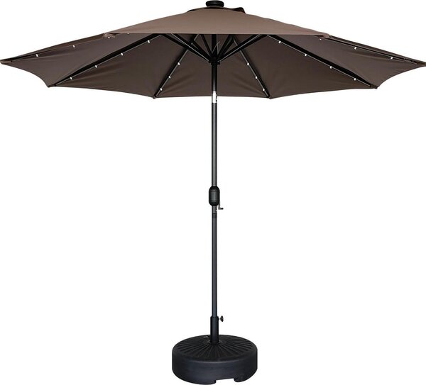 Záhradný slnečník Houseland Luna s LED svetlom 270 cm tmavohnedý