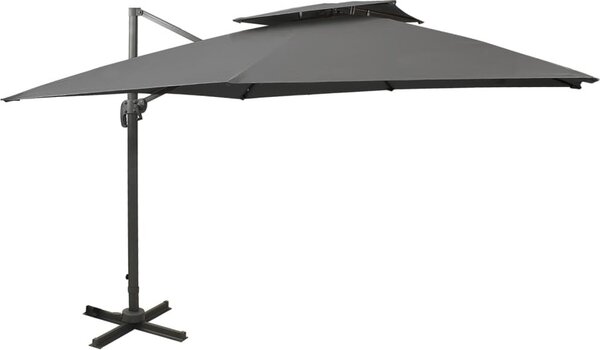 Maison Exclusive – závesný slnečník s ventiláciou 300 x 300 cm, antracitová farba