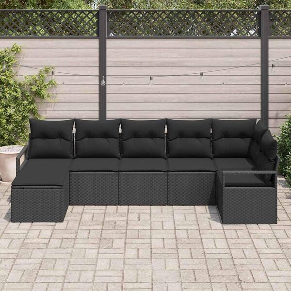 Maison Exclusive – Sedacia súprava, 7 kusov, čierna [syntetický materiál]: Polyratan