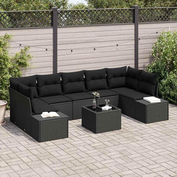 Maison Exclusive – Sedacia súprava, 8 kusov, čierna [syntetický materiál]: Polyratan