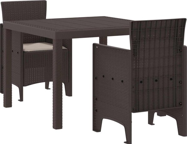 Maison Exclusive – záhradná jedálenská súprava, 3 kusy, hnedá, polypropylén