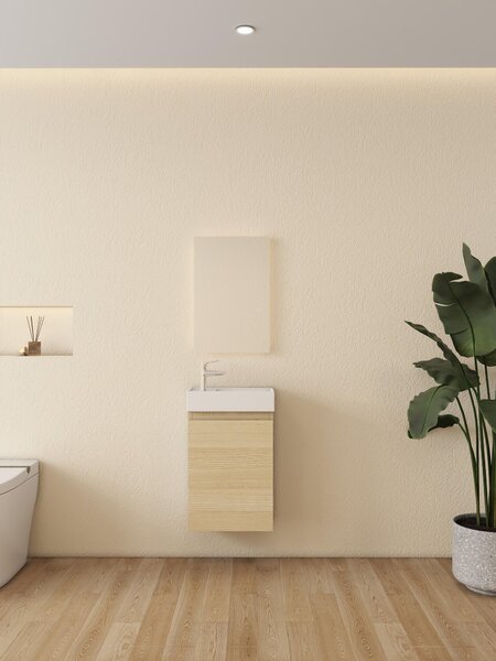 Kúpeľňový nábytok – biela farba – kompaktný a odolný s umývadlom z keramiky, rozmer 41x22,5x65 cm