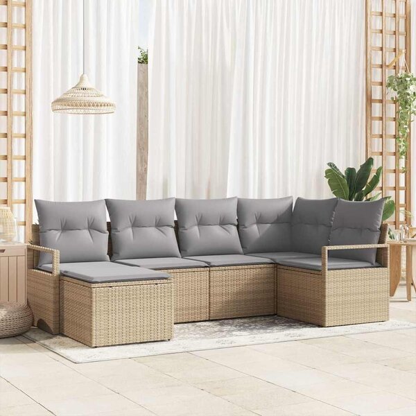 Maison Exclusive – Sedacia súprava, 6 kusov, béžová [syntetický materiál]: Polyratan
