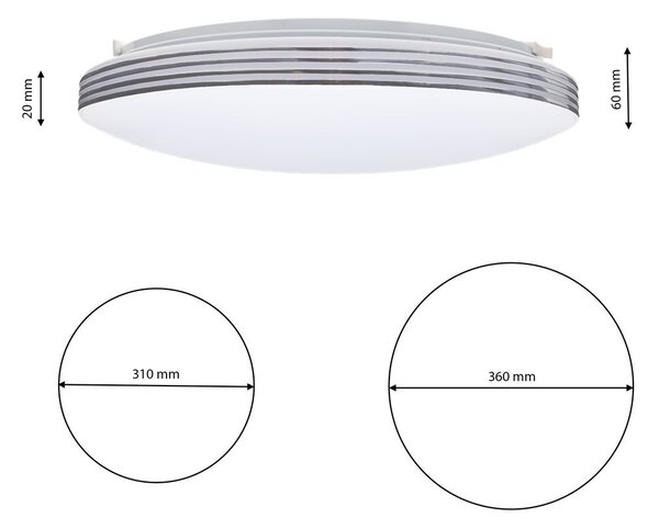 Stropné LED svietidlo Siena, 1x LED 25w, 3000-6000k, ch