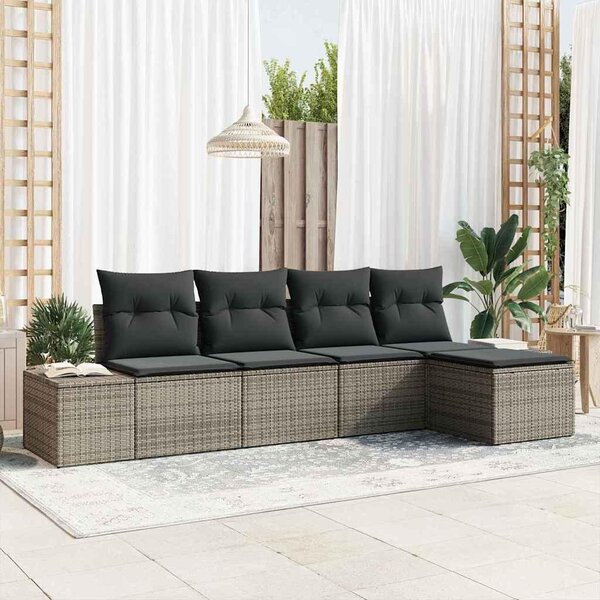 Maison Exclusive – Sedacia súprava, 5 kusov, sivá [syntetický materiál]: Polyratan