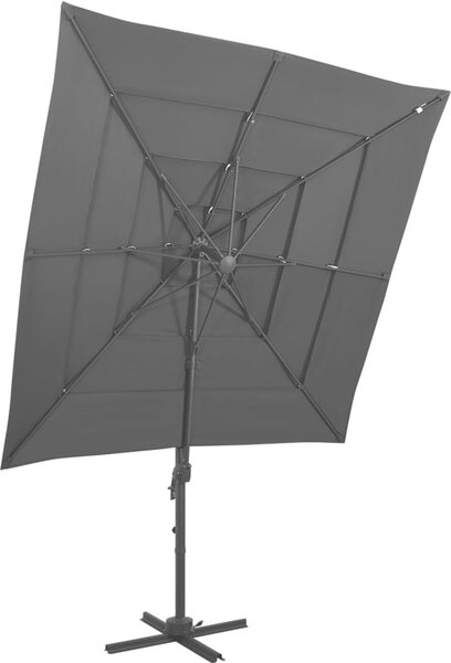 Maison Exclusive – slnečník s hliníkovým stĺpom, 4-vrstvový, antracitový, 250 x 250 cm