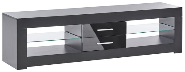 TV stolík čierny MDF moderná skrinka pod televízor otvor na káble obývacia izba