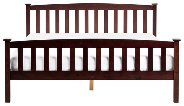 Posteľ tmavohnedá borovicové drevo 160 x 200 cm s roštom minimalistický škandinávsky štýl spálňa