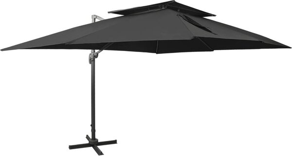 Maison Exclusive – slnečník s dvojitou strechou, čierny, 400 x 300 cm