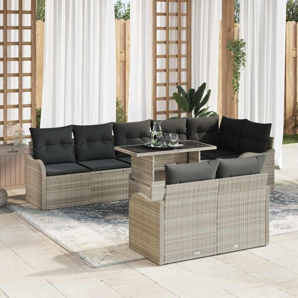 Maison Exclusive – Súprava nábytku do obývačky, 9 kusov, svetlosivý polyratan