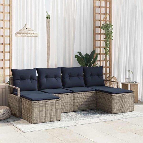 Maison Exclusive – Sedacia súprava, 6 kusov, sivá [syntetický materiál]: Polyratan