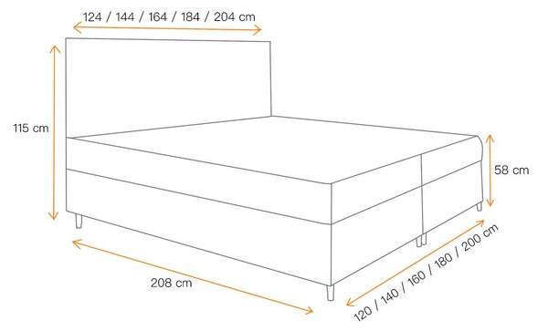 Boxspringová posteľ s úložným priestorom BRIGITA - 180x200, hnedá 2 + topper ZDARMA