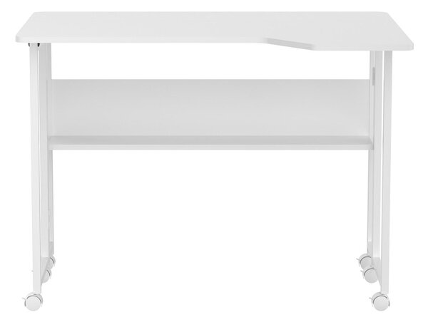 Prenosný písací stolík / príborník Maclean, biela farba, mobilný, 100 x 73 cm, maximálna nosnosť 50 kg, hranatý tvar, tvar "L", model MC-126