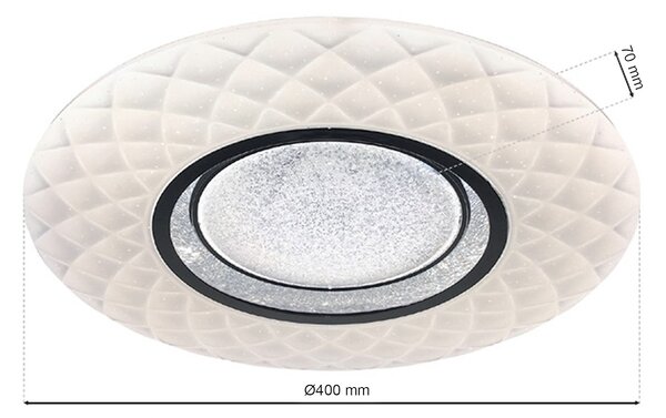 Stropné LED svietidlo Tokyo, 1x LED 24w, 3000-6000k, w/ch, s ovládačom