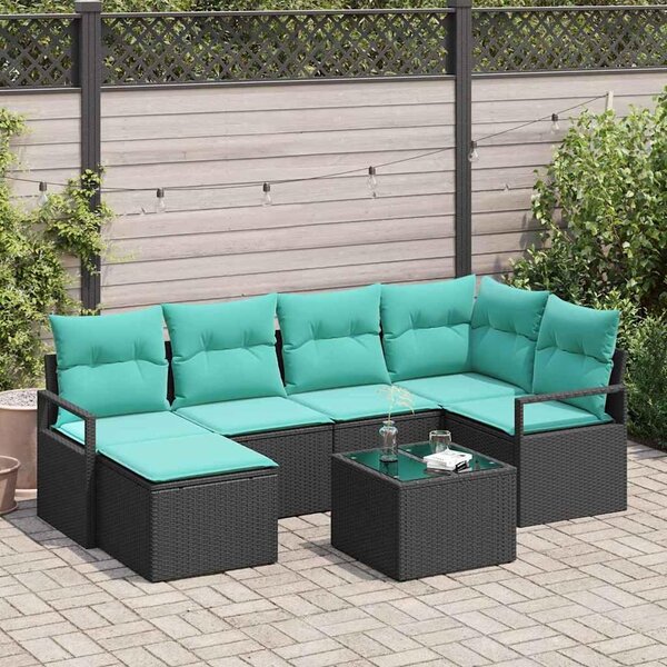 Maison Exclusive – Sedacia súprava, 7 kusov, čierna [syntetický materiál]: Polyratan