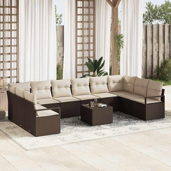 Maison Exclusive – Sedacia súprava, 11 kusov, hnedá [syntetický materiál]: polyratan
