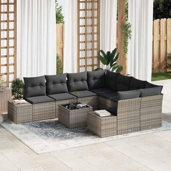 Maison Exclusive – Sedacia súprava, 9 kusov, sivá [syntetický materiál]: Polyratan