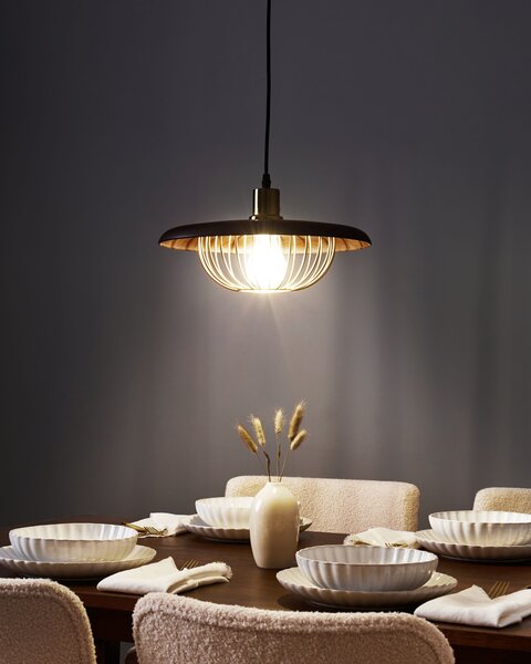 Závesná lampa zlatá a hnedá kovová železná retro industriálne stropné svietidlo obývacia izba spálňa