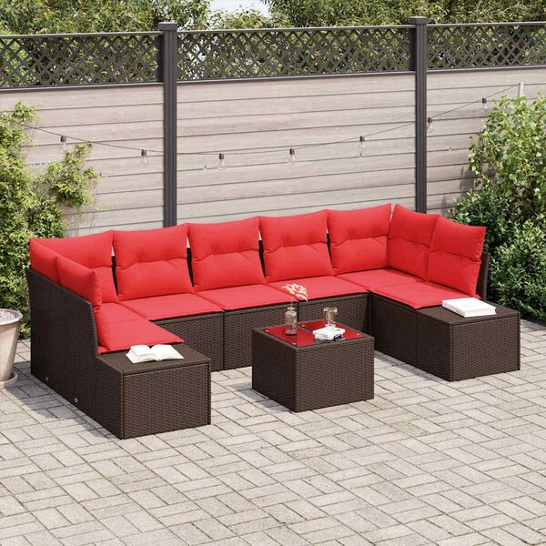 Maison Exclusive – Sedacia súprava, 8 kusov, hnedá [syntetický materiál]: polyratan