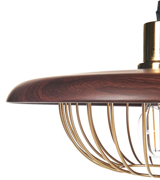 Závesná lampa zlatá a hnedá kovová železná retro industriálne stropné svietidlo obývacia izba spálňa