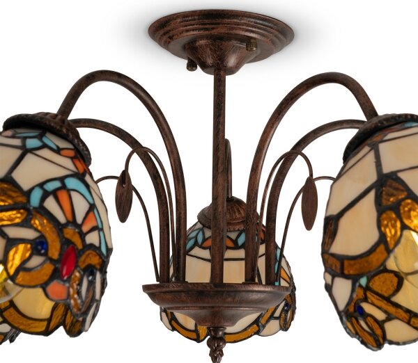 Brilagi - Tiffany vitrážový prisadený luster MIRABELLA 5xE27/60W/230V priemer 60 cm