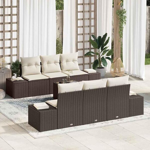 Maison Exclusive – Sedacia súprava, 7 kusov, hnedá [syntetický materiál]: polyratan