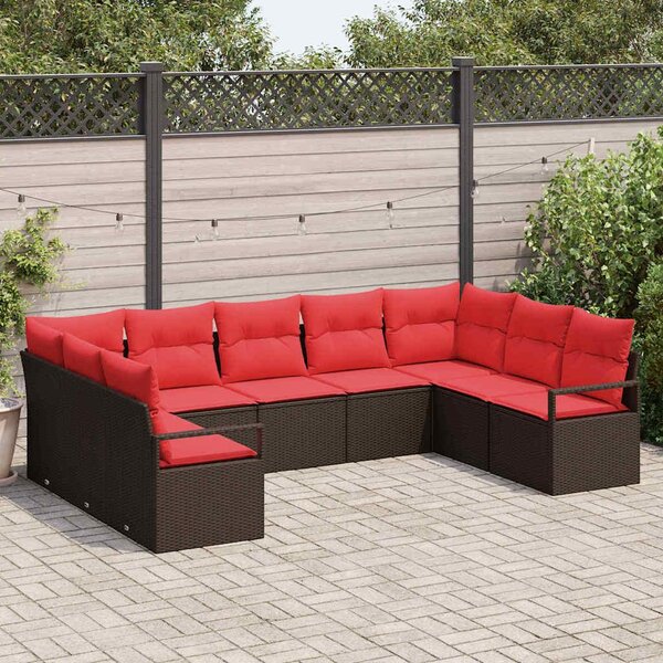 Maison Exclusive – Sedacia súprava, 9 kusov, hnedá [syntetický materiál]: polyratan
