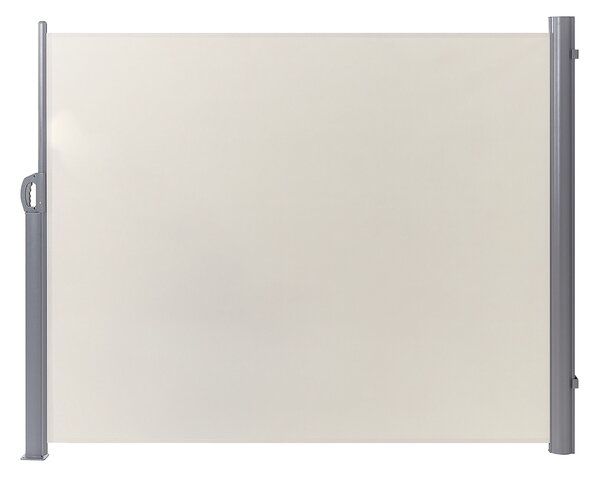 Bočná markíza béžový polyester 160 x 300 cm zaťahovacia látková tieniaca clona strieborný hliníkový rám