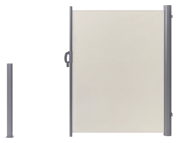Bočná markíza béžový polyester 160 x 300 cm zaťahovacia látková tieniaca clona strieborný hliníkový rám