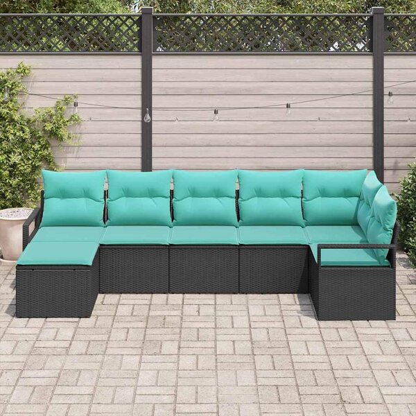Maison Exclusive – Sedacia súprava, 7 kusov, čierna [syntetický materiál]: Polyratan