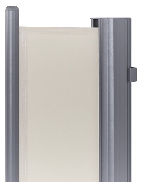 Bočná markíza béžový polyester 160 x 300 cm zaťahovacia látková tieniaca clona strieborný hliníkový rám