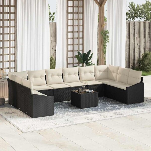 Maison Exclusive – Sedacia súprava, 11 kusov, čierna [syntetický materiál]: Polyratan