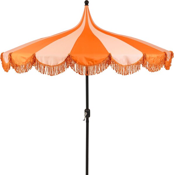 Mica Decorations Kim Pruhovaný slnečník s taškou na prenášanie – tyčový slnečník 238 x Ø235 cm – ochrana pred slnkom na záhrade alebo balkóne – polyester, oceľ – oranžová