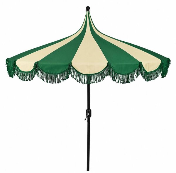 Mica Decorations Kim Pruhovaný slnečník s taškou na prenášanie – tyčový slnečník 238 x Ø235 cm – ochrana pred slnkom na záhrade alebo balkóne – polyester, oceľ – tmavozelená farba