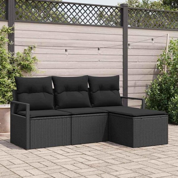 Maison Exclusive – Sedacia súprava, 4 kusy, čierna [syntetický materiál]: Polyratan